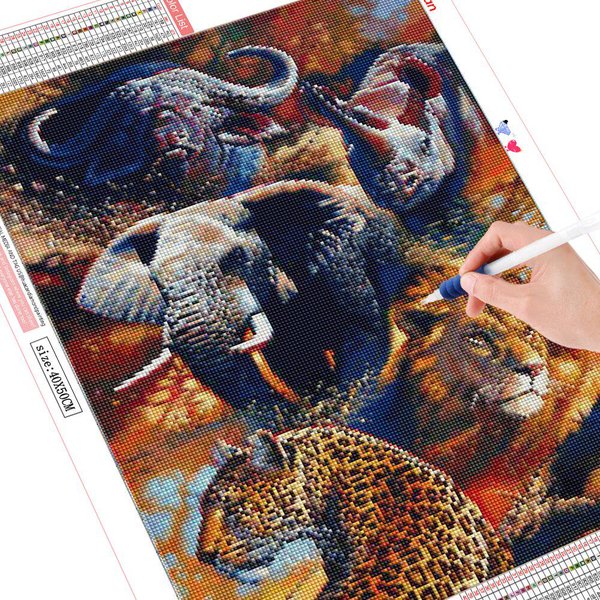 Bordado De Diamantes Punto De Cruz Elefante 5D DIY Pintura De Diamantes Animal Mosaico Decoraciones Para HabitacióN Full Square 20X30CM-image