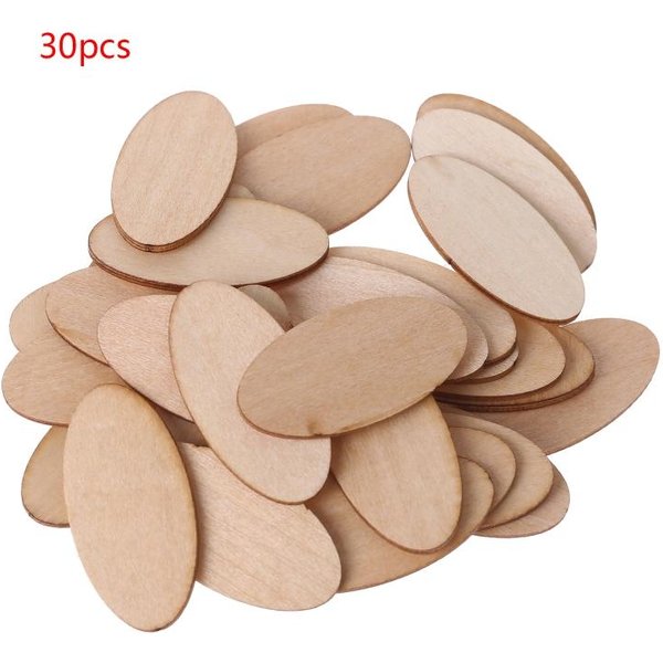 10/20/30 Piezas De Rodajas De Madera Ovaladas En Blanco, Chips Sin Terminar, Etiquetas De Nombre Recortadas Para Manualidades, áLbumes De Recortes, Proyectos De DecoracióN-image