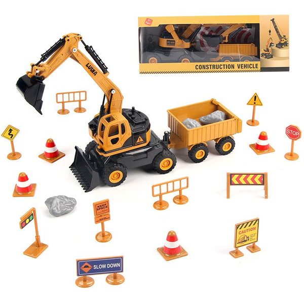 1:55 VehíCulos De IngenieríA De ConstruccióN GrúA Set Juguete Con CamióN Volquete Juguete Modelo Bulldozer Regalos Para NiñOs PequeñOs NiñOs-image