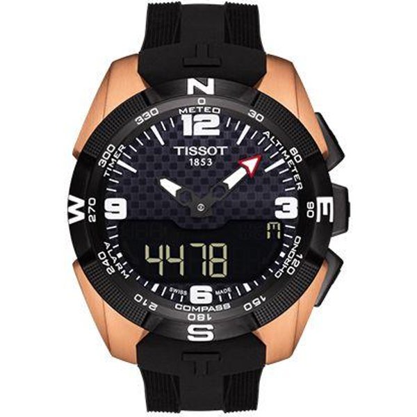Tissot Serie T-Touch Movimiento De Cuarzo Suizo Pantalla LCD Inteligente De Luz EdicióN Especial NBA Reloj Deportivo Para Hombre Negro Dorado T091.420.47.207.00 Basic Set (Wrist Watch+Watch Box),Black Dial-image