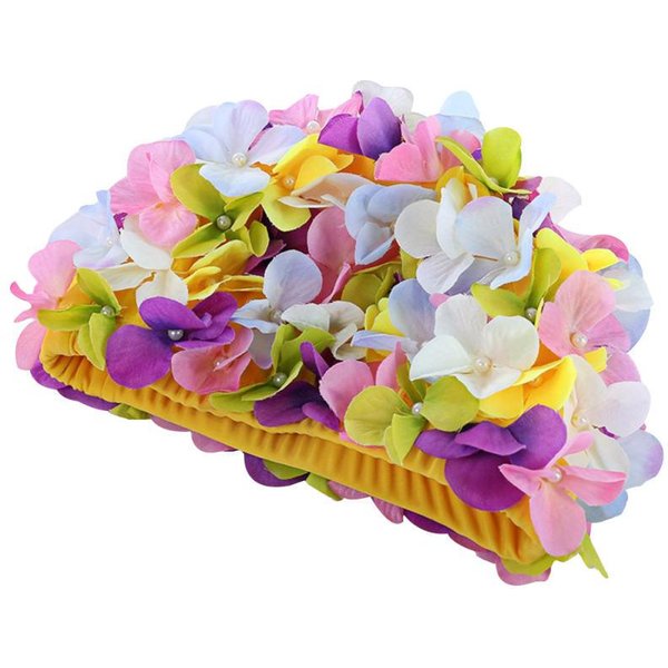 Gorro Con DiseñO De Flores, Gorro De NatacióN Delicado, Gorros De NatacióN De PéTalos Tridimensionales Personalizados-image