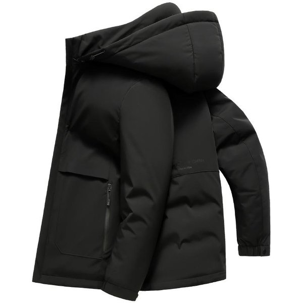 Chaqueta De PlumóN Con Capucha Invierno Hombres Mediana Edad Negocios CáLida Chaqueta De PlumóN Papá 3XL Black-image