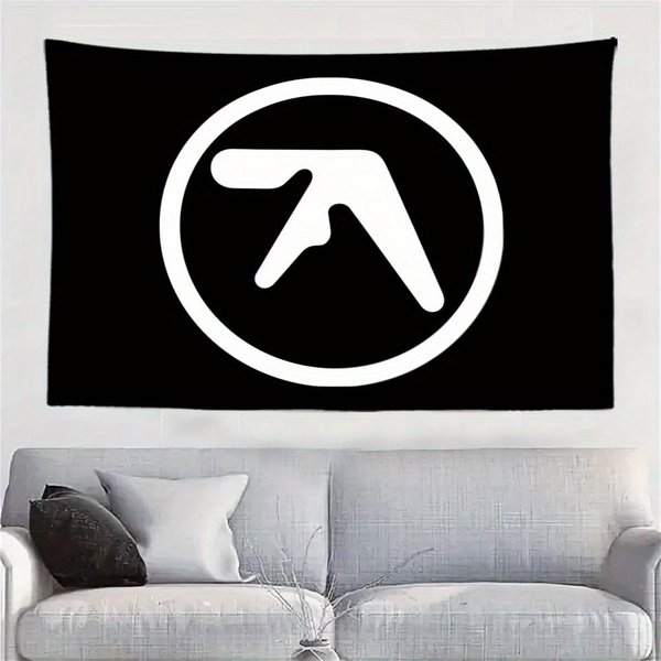 1 Szt. Minimalistyczny Gobelin Aphex Twin, Poliestrowa Dekoracja śCienna 2D Do Sypialni I Salonu, Czarno-BiałA Estetyczna Dekoracja, Unikalny G 40X60Cm-image