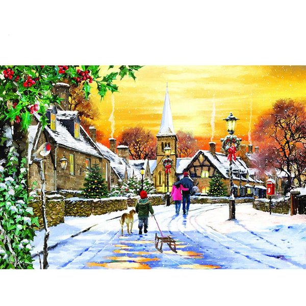 Bordado De Diamantes Imagen De Diamantes Redondos Familia Caminando Diamantes De ImitacióN Redondos Pintura De Diamantes 20X30CM-image