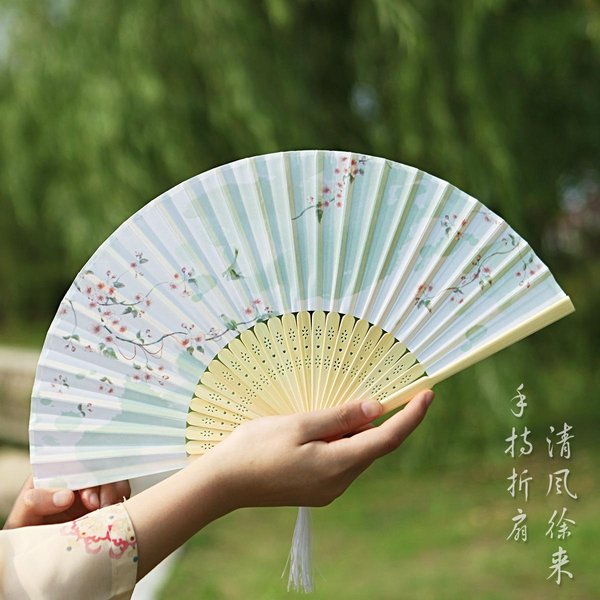 Ventilador Estilo Chino Antiguo Mujer Hanfu Cheongsam Danza NiñOs Estudiante Estilo Antiguo Plegable-image