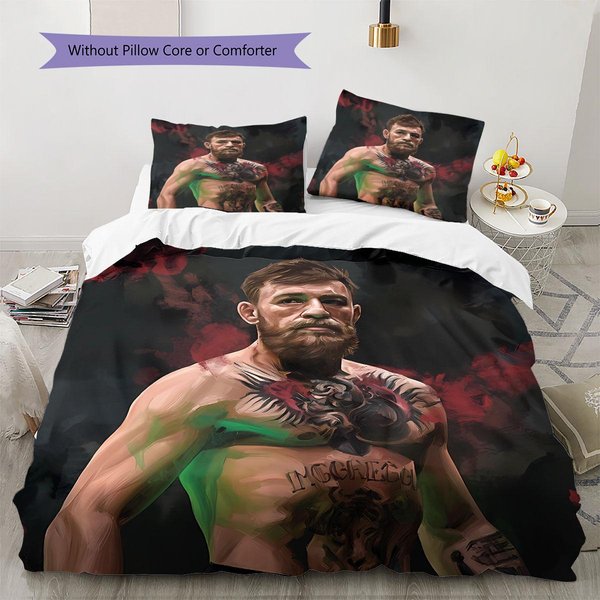 Connor Mcgregor WzóR PośCiel Zestaw KołDry Poszewka Na KołDrę Poszewka Na Poduszkę Dekoracja Domu Prezent Urodzinowy (1 * Poszwa Na KołDrę + 2 * Poszewki Na Poduszki, Bez Rdzenia) 155X200Cm-image