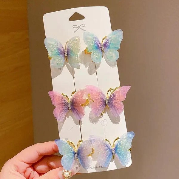 6 Szt. DziewczęCa KsiężNiczka Motyl Spinka Do WłOsóW śLiczna Super WróżKa DziecięCa Ozdoba Do WłOsóW Grzywka Spinka Do WłOsóW Akcesoria Akcesoria Gray-image