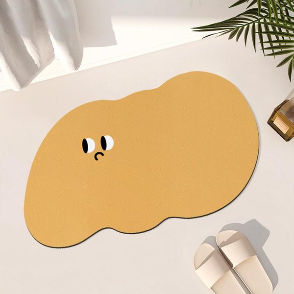 Alfombrilla De BañO Irregular Con Diatomeas Y ExpresióN Divertida De Dibujos Animados, Alfombrilla Antideslizante Para Puerta De Inodoro, Alfombrilla Absorbente Para El Hogar 40 * 60Cm (Diatom Mud)-image
