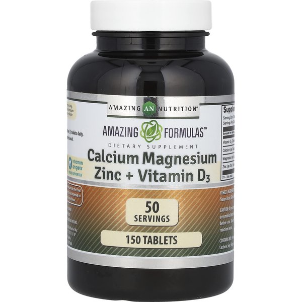 Amazing Nutrition, Wapń Magnez Cynk + Witamina D3, 150 Tabletek-image