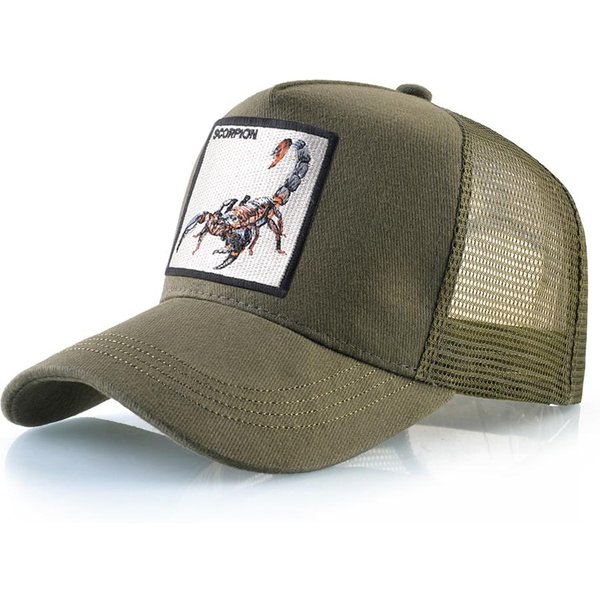 K Cztery Pory Roku MęSkie Czapki Trucker Z Naszywką Skorpiona Snapback Hip Hop Czapka Baseballowa Dla Kobiet Regulowana Unisex Czapki Baseballowe Zielony-image