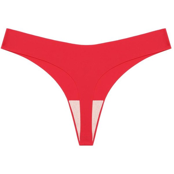 Finetoo Damskie Bezszwowe Stringi Seksowne Stringi Z Niską Talią Majtki Bikini MięKkie I Wygodne S Czerwony-image