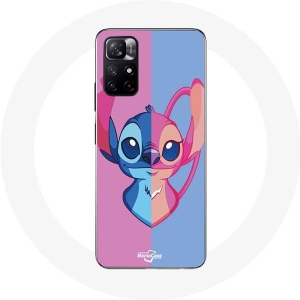 Funda - Xiaomi - Redmi Note 11S 5G - Flexible - Stitch Y áNgel - Azul Y Rosa Color Rosa-image