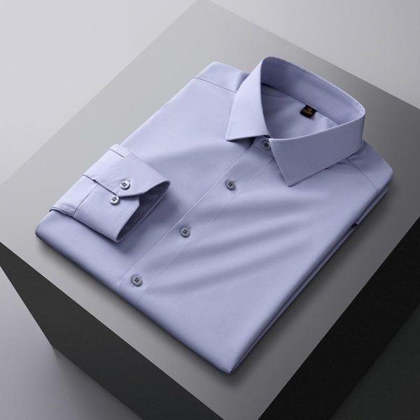 Camisa De Manga Larga Modal De Seda Morera De Nuevo Estilo Para Primavera Y OtoñO, Camisa De Trabajo EláStica Sin Planchado Para Hombres 3XL Gray-image