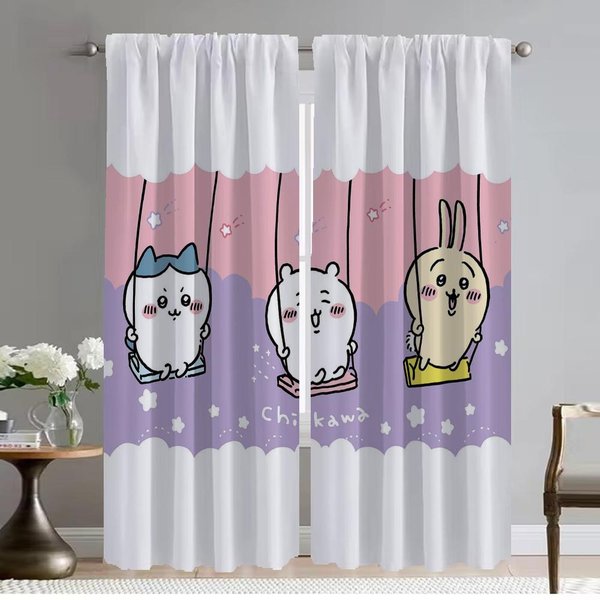 Separador Chiikawaes DecoracióN De Halloween Cortinas Para Interior Del Hogar Para CáMara Cortinas Elegantes Para HabitacióN 2 Piezas Cortina Para SalóN W50Xh70Cmx2Pcs-Cl-image