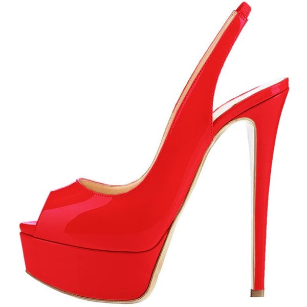 Sandalias De Mujer Sexy 14 Cm Tacones SúPer Altos Sandalias De Plataforma Con Punta Abierta Vestido De Fiesta De Gladiador Zapatos De Boda Rojos 40 Rojo-image