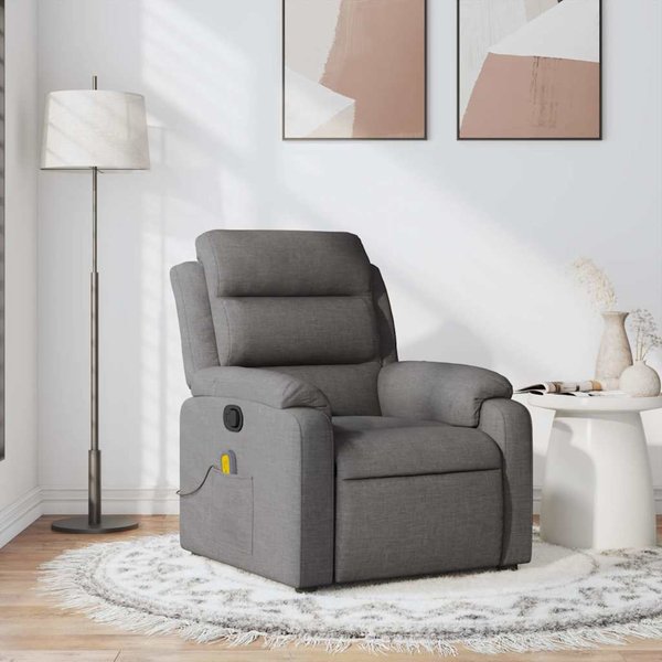 Vidaxl SillóN Masajeador Reclinable, Gris Oscuro, Tapizado En Tela-image
