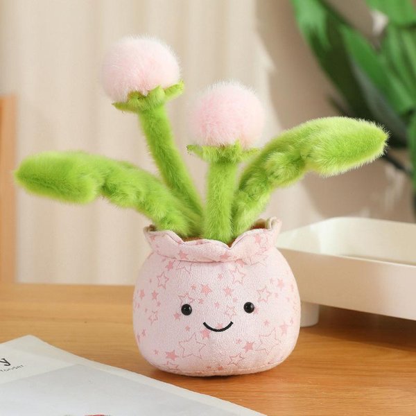 Pluszowa Zabawka Mniszek Lekarski W Doniczce Urocza Kawaii Wypchany Kwiat RośLina MięCiutki Puszysty Pluszak Lalka Dekoracja Domu Prezent Urodzinowy Dla Dzieci Dziewczynek 23Cm Yellow-image