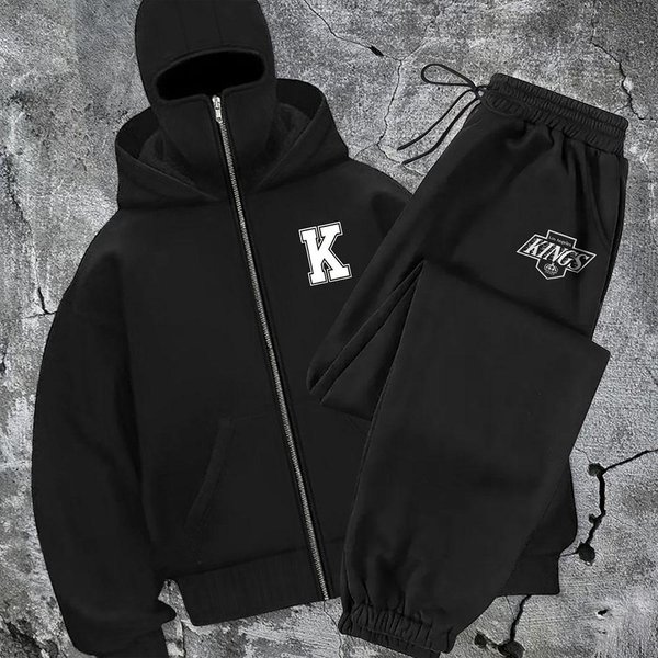 Conjunto De Sudadera Con Capucha Y PantalóN De CháNdal Estilo Urbano Comodidad Para Todas Las Estaciones Ropa Casual Sudadera Con Cremallera S Gray-image