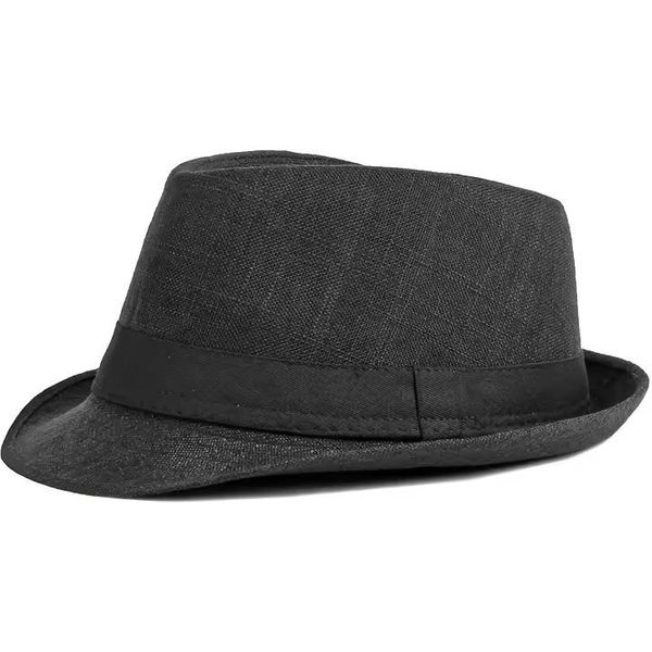Primavera Verano Lino Alta Calidad BritáNico Sombrero De Copa Jazz Sombrero Para El Sol Mujeres Hombres Mediana Edad Boda Fiesta Fedoras Sombrero De Cubo Regalo Para Papá Gris-image