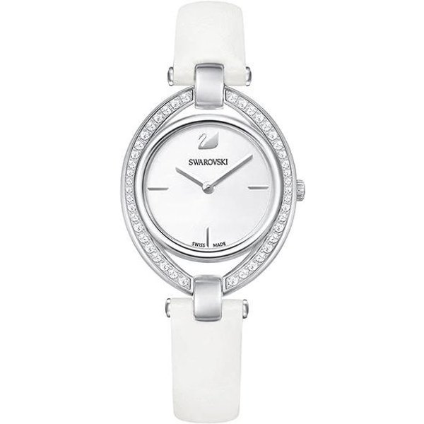 Swarovski Kolekcja Zegarek Kwarcowy Z Paskiem Ze SkóRy Naturalnej Srebrna Tarcza Damskie Zegarki 5376812 Silver White Watch Dial-image