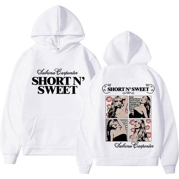 Sabrina Carpenter KróTka I SłOdka Bluza Z Kapturem MęSka Streetwear Estetyczna Casualowe Bluzy Unisex Jesień Zima Harajuku Bluzy Z Kapturem XS BiałY-image