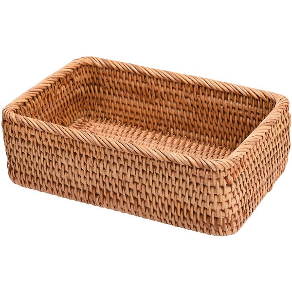 Rattanowy Kosz Do Przechowywania RęCznie Tkany ProstokąTny Kosz Do Serwowania OwocóW Na Blat Kuchenny Salon Type 1 Beige-image
