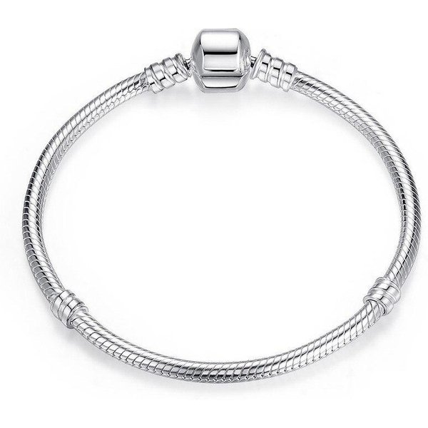 Pulsera AutéNtica De Plata De Ley 925 Moments Cierre De Langosta Brazalete BáSico De Cadena De Serpiente Apto Para Mujer Abalorio JoyeríA 23Cm White-image