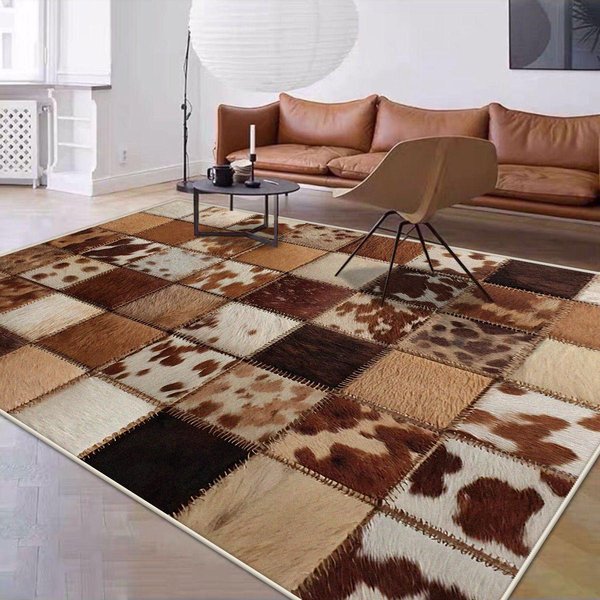 Alfombra De ImitacióN De Piel De Oveja Para Sala De Estar DecoracióN Abstracta Hogar Alfombras De ÁRea Para Sofá Lavable Alfombra De Piso Antideslizante Para Dormitorio/Vestidor 80*120Cm-image