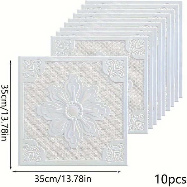 10 Sztuk 3D Kwiat Samoprzylepne Panele ŚCienne Wodoodporne Odporne Na Plamy Zmywalne Odporne Na Kolizje Meble Odnowione Wodoodporne I Odporne Na Wilgoć 10Pcs-image