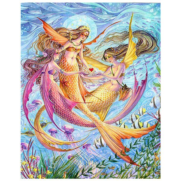 Pintura De Diamantes DIY Dibujo Animado Sirena Hada Imagen 5D Mosaico De Diamantes Bordado De Diamantes 20X30CM-image