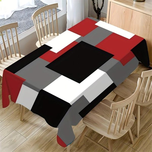 Nowoczesne Geometryczne Bloki KoloróW ProstokąTny Wodoodporny Obrus Dekoracja StołU Wielokrotnego UżYtku Kuchenny Obrus Do Jadalni Dekoracja ŚWiąTeczna 100X160Cm-image