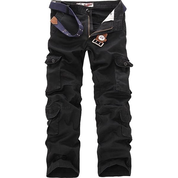 Spodnie Wojskowe Cargo MęSkie Spodnie Taktyczne Outdoor Casual BawełNiane Z Wieloma Kieszeniami 42 Czarny-image
