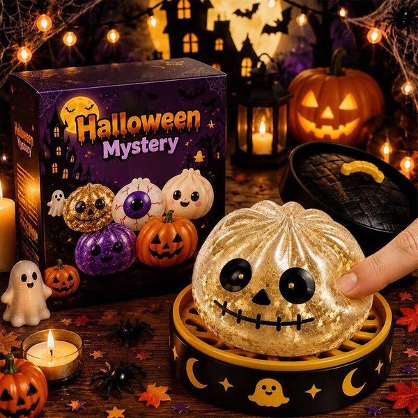 Halloweenowy Duch PierożEk Squishies Zabawka Anty Stresowa OdprężAjąCa Powoli PodnosząCa Się Anty LęKowa ŚCiskana Fidget Sensoryczna Zabawka Prezenty Na Imprezę ZłOcisty-image