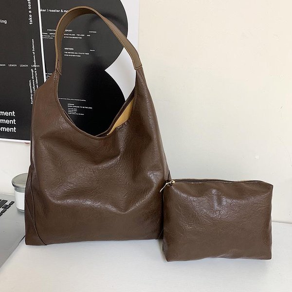 Bolso De Axila Texturizado Nicho Para Mujer Nuevo Retro Simple Bolso Tote Casual De Gran Capacidad Bandolera Black-image