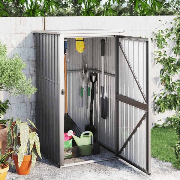 Vidaxl Cobertizo De JardíN, Gris, 88X89X161 Cm, Acero Galvanizado-image