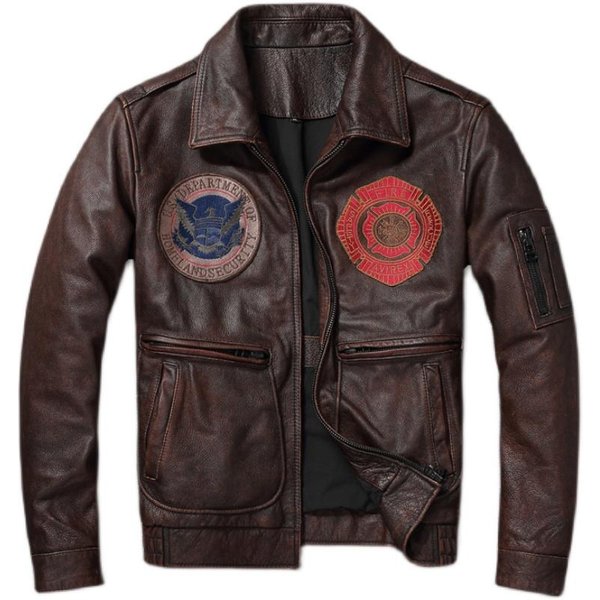 Nueva Chaqueta De Cuero Genuino, Abrigo De Cuero De Vaca MarróN Vintage, Chaquetas De Piloto Militar Para Hombres, Ropa De Vuelo De La Fuerza AéRea, Talla S -5Xl Xxxl Black-image