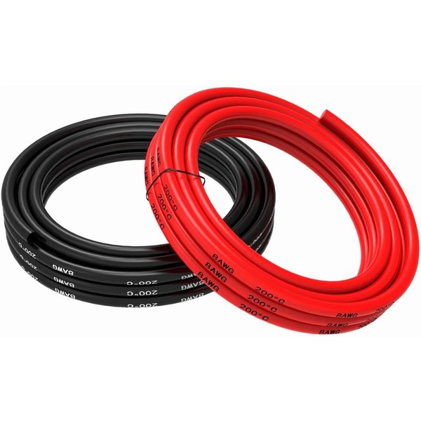 Cable De Silicona 8 Awg – 2.5M Rojo + 2.5M Negro | Flexible, Resistente A Altas Temperaturas | Ideal Para Proyectos ElectróNicos, Conectores Ankeway Negro/Rojo-image
