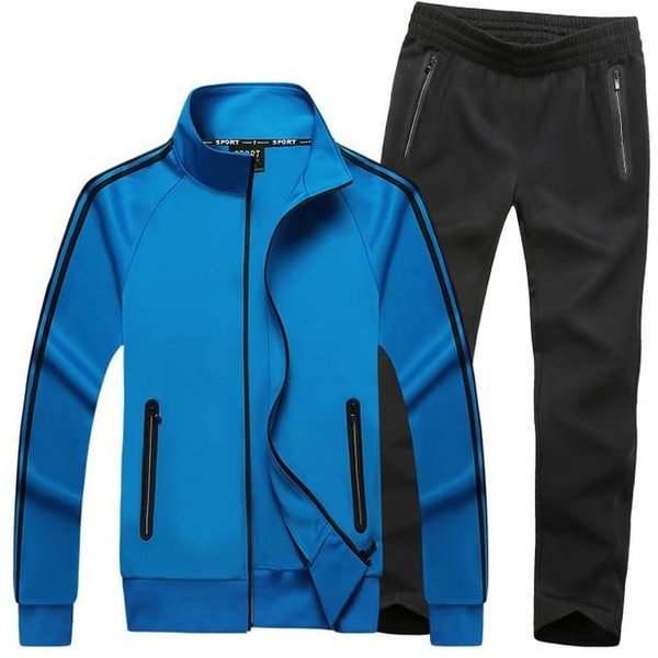 Jesienna Odzież Sportowa Dresy MęSkie Zestawy DużE Rozmiary Odzież MęSka Kurtka + Spodnie 2 Sztuki Zestaw Sportowy Plus Rozmiar 8Xl 7Xl Dres MęSki Xxxxxxxl Blue-image