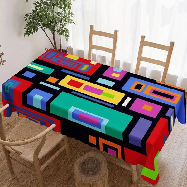 Mantel Rectangular Abstracto GeoméTrico Para DecoracióN De Mesa Cocina Comedor Impermeable Reutilizable Manteles Para Mesa Interior Exterior 140X140Cm-image