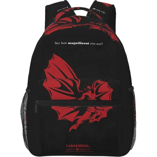 Hannibal Serial Plecaki ChłOpcy Dziewczynki Tornister Uczniowie Torby Szkolne KreskóWka Plecak Na Laptop Torba Na Ramię DużA Pojemność One Size Black-image