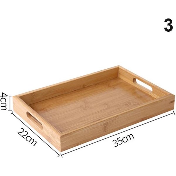 Bandeja Rectangular De Madera Maciza Para Té Bandejas Bandeja De Servicio Bandeja Para Tazas De Kung Fu Madera Hotel Plato De Cena Bambú Madera-image