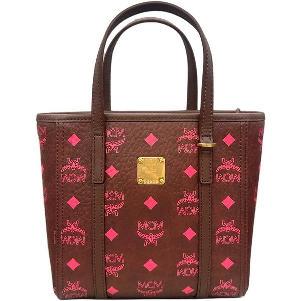 MCM Toni Visetos Klasyczny Nadruk Z Logo Regulowany Odpinany Pasek Na Ramię PłóCienna Torba Tote Damska Torba Tote Fioletowo-BrąZowa MWPGSMT024B001 Basic Set (Bag+Dust Bag) Brown-image