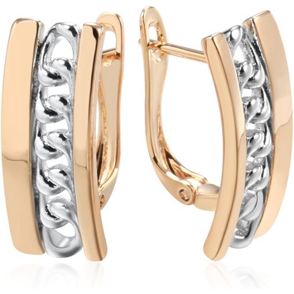Pendientes Cuadrados De Cadena Curb Para Mujer Oro Rosa Mezcla De Colores Pendientes Ingleses Anchos JoyeríA Moderna Para Fiesta Diaria-image
