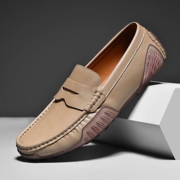 Zapatos De Hombre Zapatos De Cuero Genuino Primavera/Verano Transpirables Casuales Zapatos De Cuero Slip-On Para Conducir Zapatos De Moda 43-image