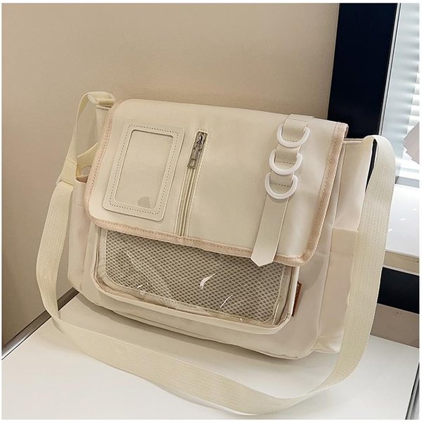 Bolsas Escolares Japonesas Harajuku Para NiñAs Nueva Transparente Itabag Bolso Cruzado Placa De ExhibicióN De Insignias DIY Bolsa Ita Azul-image