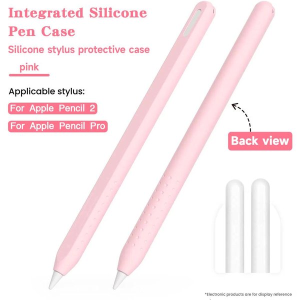 Dobrej JakośCi Silikonowe Etui Na Rysik KreskóWkowe Dla Apple Pencil 2 Generacji Pro AntypośLizgowe Etui Na Rysik Tabletowy Jednokolorowe Pokrowiec Odporny Na Upadek RóżOwy-image