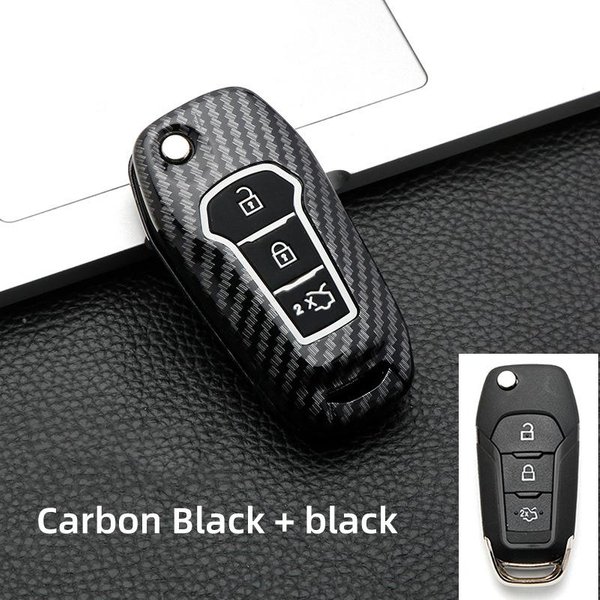 Etui Na Kluczyk Samochodowy Z WłóKna WęGlowego ABS Do Ford Fusion Mondeo Mustang F-150 Explorer Edge Akcesoria Samochodowe Gray-image