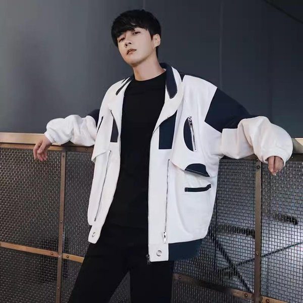 PłAszcz Jesienny W Stylu KoreańSkim Modna Jeansowa Kurtka MęSka Kurtka Baseballowa Na Wiosnę I Jesień LuźNa Kurtka Z Efektem Sprania 2XL-image