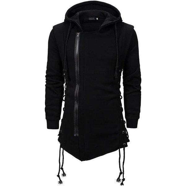 Jesień MęSkie Bluzy Z Kapturem Bluzy Casual Kurtka Z Kapturem DłUgi RęKaw Bluza Z Kapturem MężCzyźNi Slim Fit Streetwear LuźNa Kurtka PłAszcze L Czarny-image