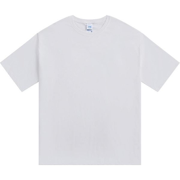 270G Camiseta De Verano De Manga Corta Para Hombre Holgada Top De AlgodóN Puro Ropa De Hombre Camisa De Media Manga XXL White-image